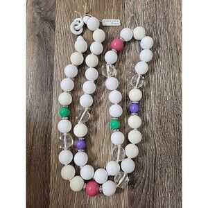 ANGELA CAPUTI Giuggiu White Beaded Resin Necklace 80's Chunky Statement Jewelry